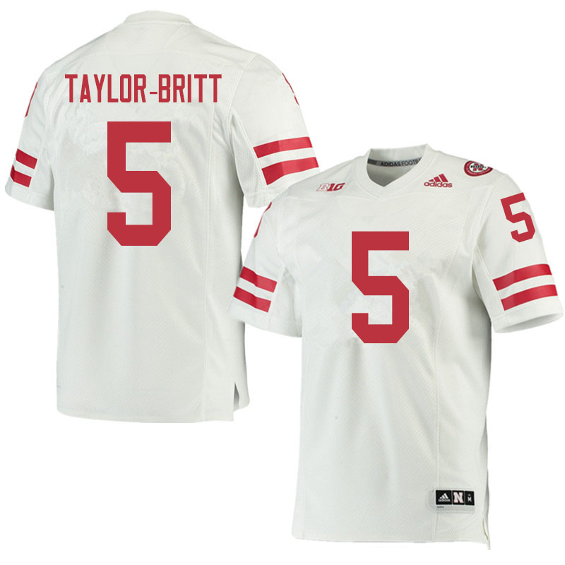 Men #5 Cam Taylor-Britt Nebraska Cornhuskers College Football Jerseys Sale-White